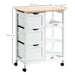 HOMCOM Kitchen Cart MDF (Medium-Density Fibreboard), Rubberwood White 370 x 670 x 855 mm