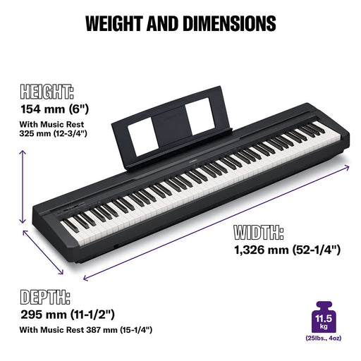 Yamaha Digital Piano P-Series P45B LCD A0 to C8 Black Set