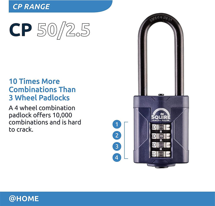 SQUIRE Combination Padlock CP50/2.5 Hardened Steel