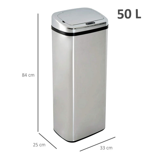 HOMCOM Trash Can 430 Stainless Steel Silver 25 x 84 cm