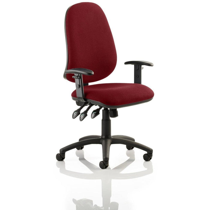 Dynamic Permanent Contact Backrest Task Operator Chair Ginseng Chilli Fabric Height Adjustable Arms Eclipse Plus XL Without Headrest High Back