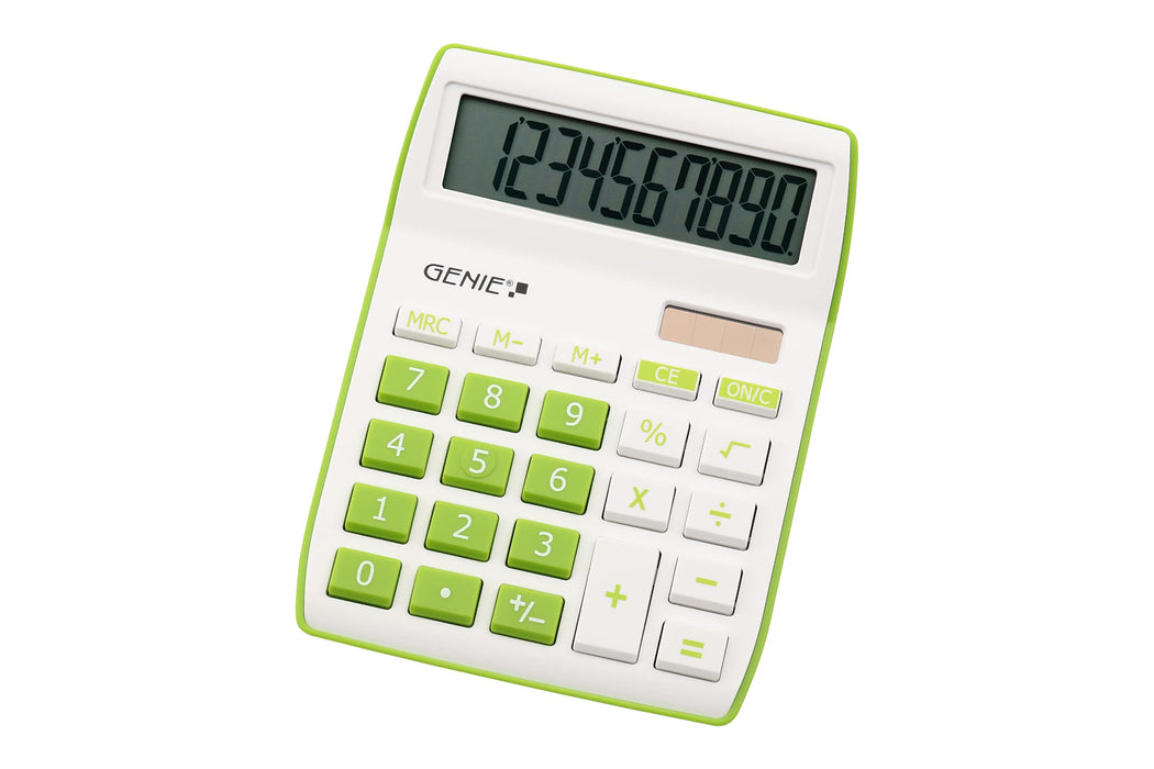 GENIE Desktop Calculator 840 G 10 Digit Display Green