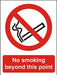 Prohibition Sign No Smoking Beyond this Point A4 Plastic 14.8 x 21 cm