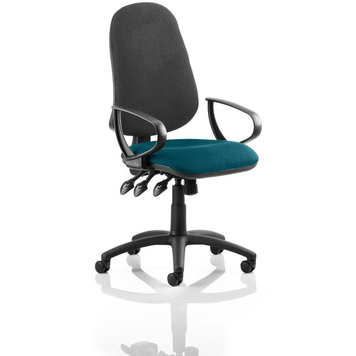 Dynamic Independent Seat & Back Task Operator Chair Loop Arms Eclipse Plus XL Black Back, Ginseng Chilli Seat Without Headrest High Back