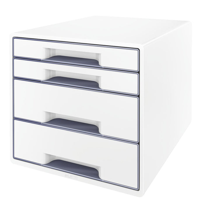 Leitz WOW Cube Desk Drawer Filing Unit Dual Colour 4 Drawers A4 White, Grey 28.7 x 27 x 36.3 cm