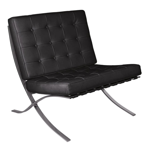 Nautilus Designs Ltd. Contemporary Oversized Leather Faced Reception Chair with Classic Button Design Black