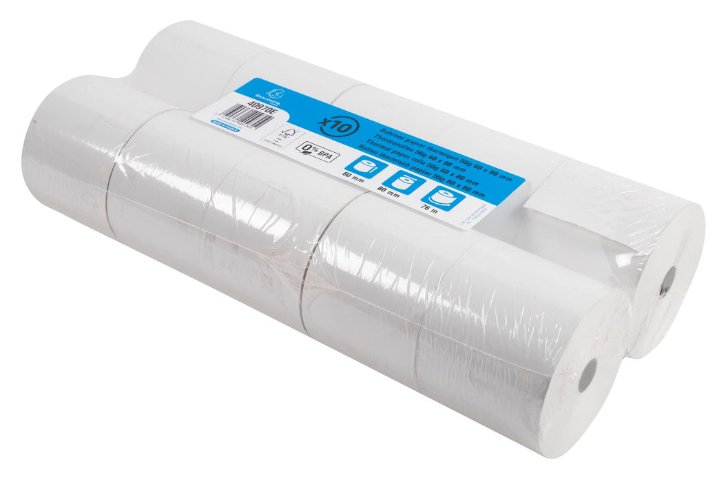 Exacompta Thermal Roll 60 mm x 80 mm x 12 mm x 76 m 55 gsm Pack of 10 Rolls