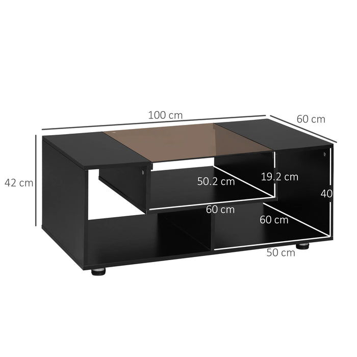 HOMCOM Coffee Table 839-358BK 600 (W) x 1,000 (D) x 420 (H) mm