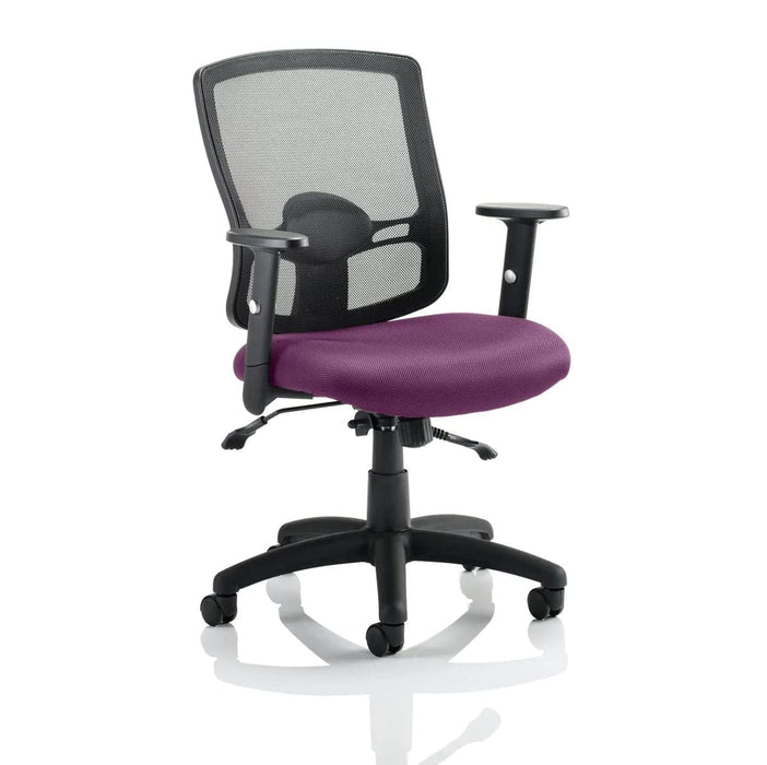 Dynamic Basic Tilt Task Operator Chair Height Adjustable Arms Portland II Black Back, Tansy Purple Seat Without Headrest Medium Back