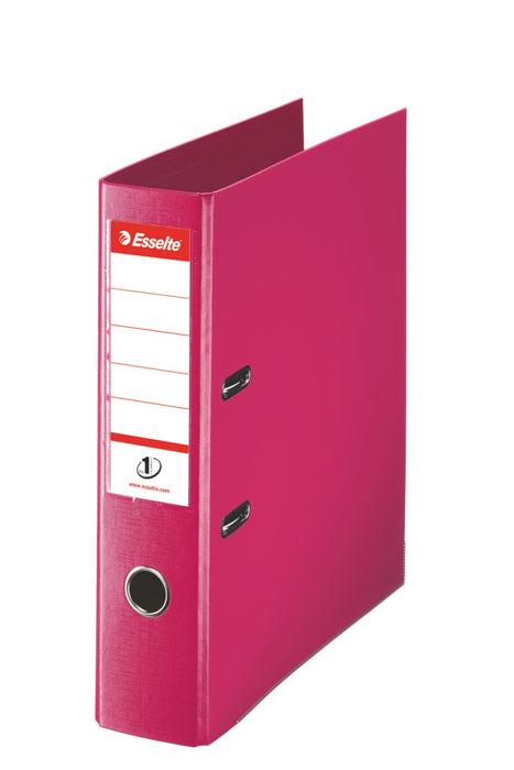 Esselte No.1 Power Lever Arch File A4 72 mm Fuchsia 2 ring 811313 Polypropylene Portrait Pack of 10