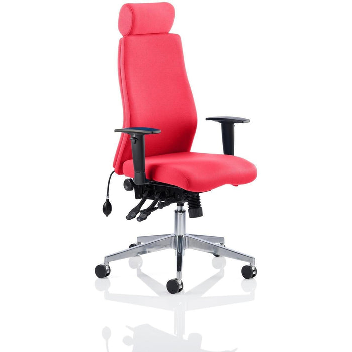 Dynamic Independent Seat & Back Posture Chair Bergamot Cherry Fabric Height Adjustable Arms Onyx With Headrest High Back