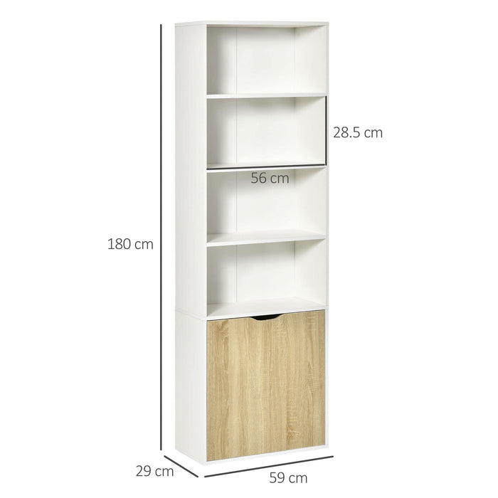 HOMCOM Bookcase White 290 x 590 x 1,800 mm