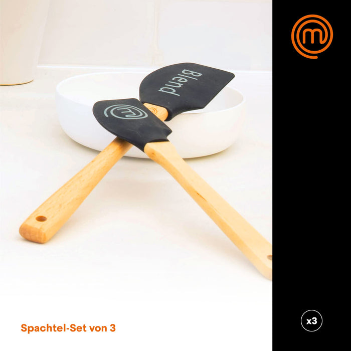 MasterChef Spatula Set Silicone, Wood Black, Light Brown, White 25 cm