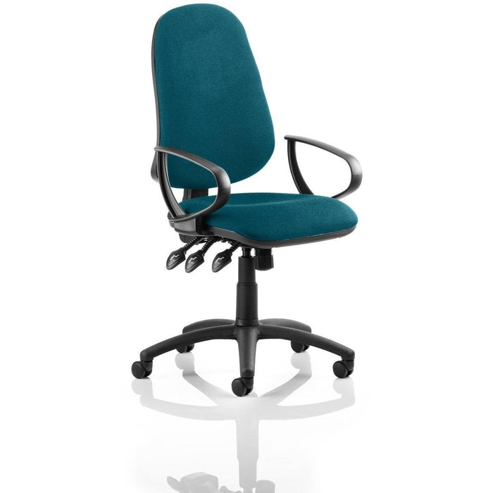 Dynamic Independent Seat & Back Task Operator Chair With Green Fabric Loop Arms Eclipse Plus XL Without Headrest High Back