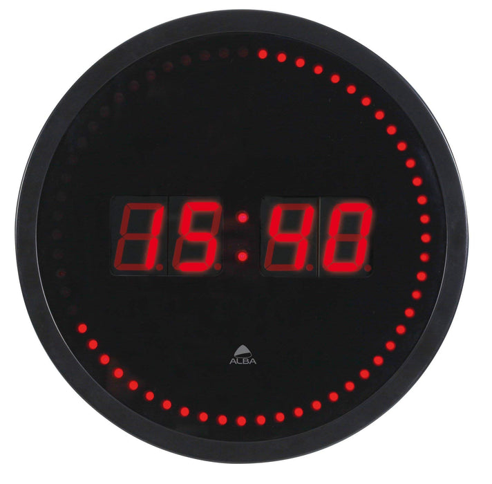 Alba Digital Wall Clock HORLED 30 x 4cm Black