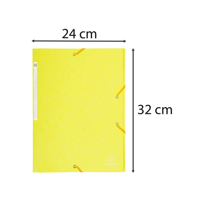 Exacompta 3 Flap Folder 17113H A4 Lemon 425gsm Pressboard 24x32cm Pack of 25