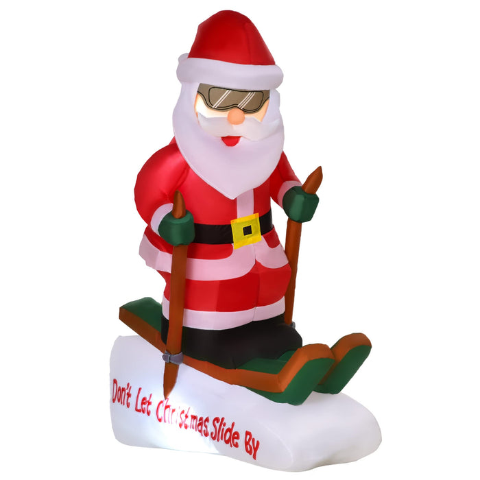 HOMCOM Christmas Santa Claus Skiing Inflatable Red