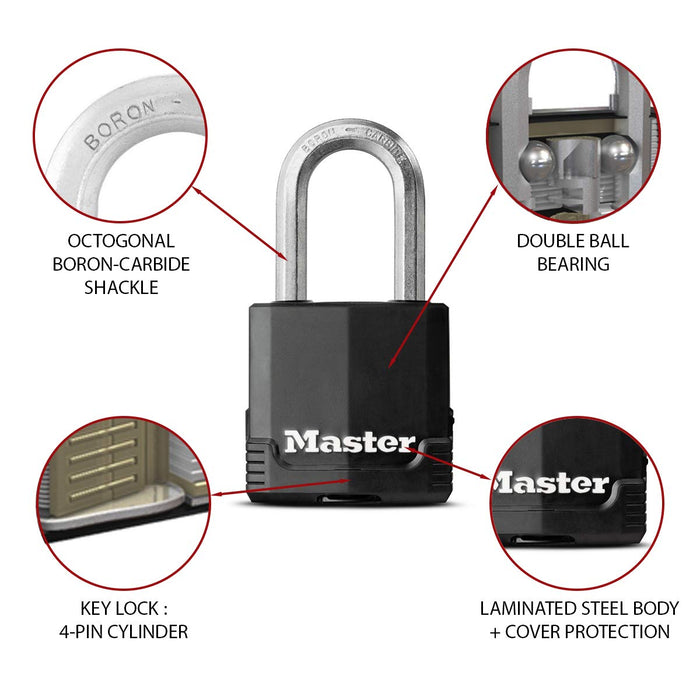 MASTERLOCK Padlock M115EURDLF Boron Carbide