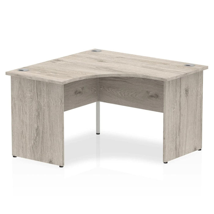 Impulse Corner Office Desk W1200 x D1200 x H730mm Panel End Leg Grey Oak Finish White Frame - TT000165