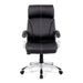 Nautilus Designs Ltd. High Back Leather Faced Manager Chair with Satin Silver Finish to Armrests and Base - Black