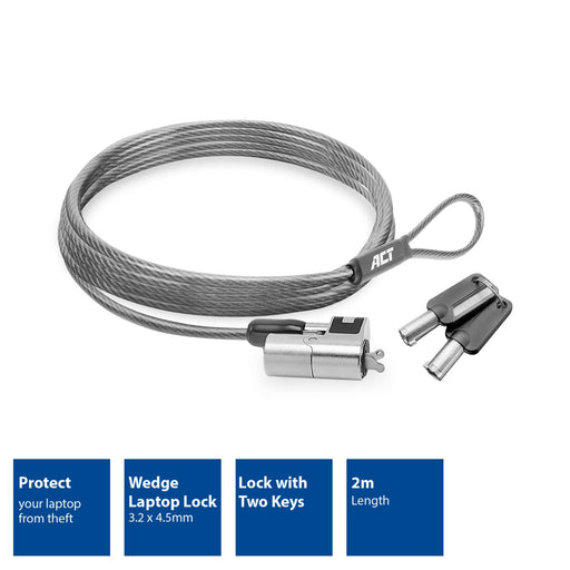 ACT Laptop Lock Nano AC9040 Grey 2000 mm