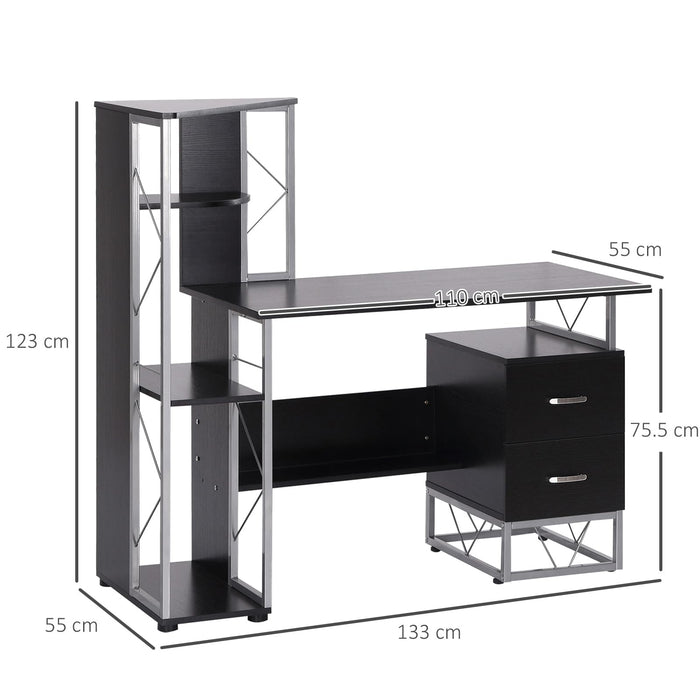 HOMCOM Desk with Shelves Black 550 x 1,230 mm