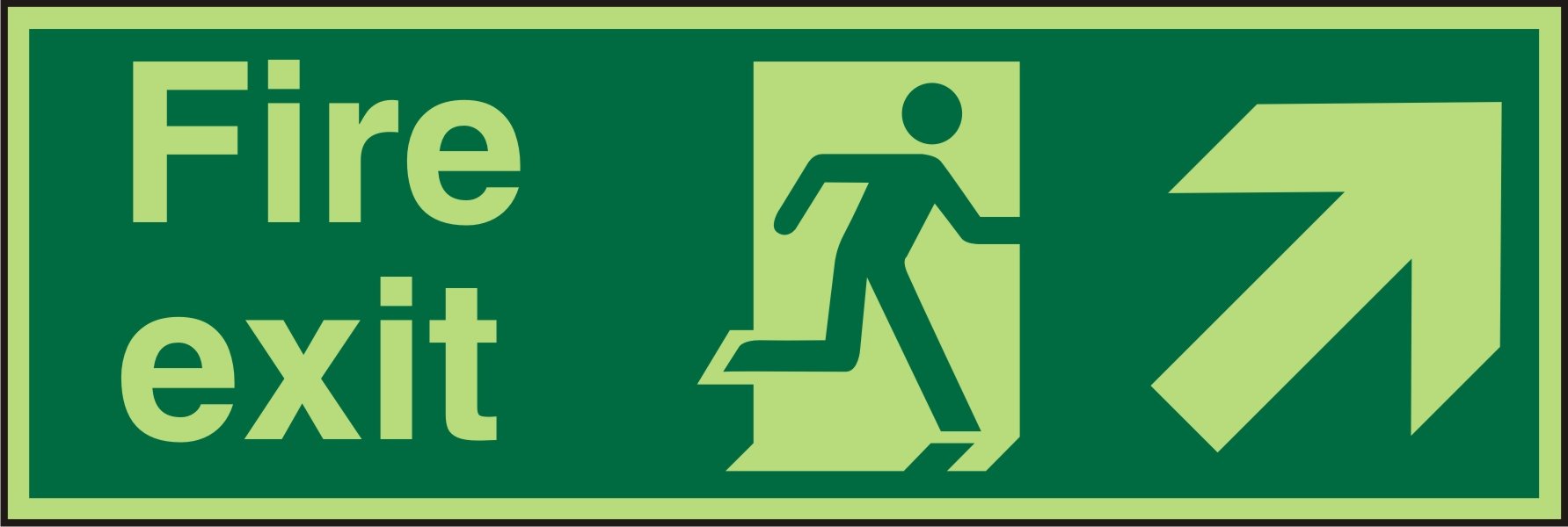 Fire Exit Sign with Up Right Arrow Vinyl 10 x 30 cm