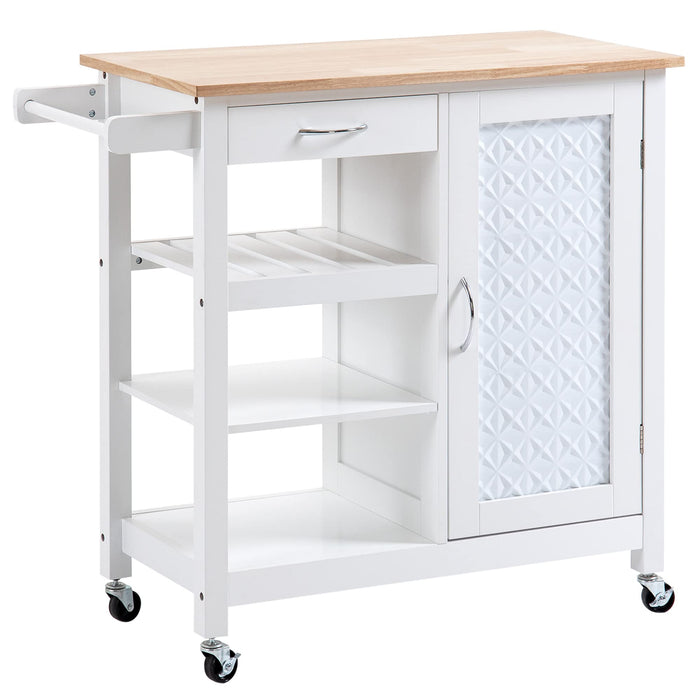 HOMCOM Kitchen Cart MDF (Medium-Density Fibreboard), Steel White 400 x 920 x 840 mm