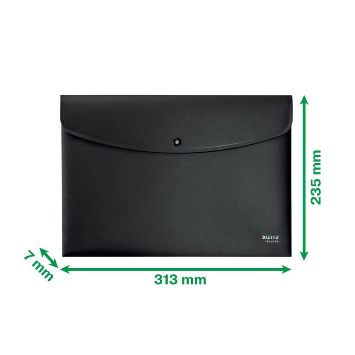 Leitz Document Wallet Recycle A4 PP (Polypropylene) 23.5 (W) x 31.3 (D) x 0.7 (H) cm Black