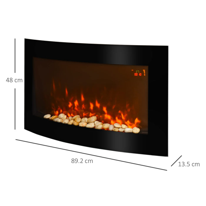 HOMCOM Led Backlit Glass Electric Fireplace