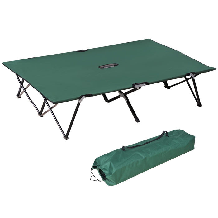 OutSunny Foldable Cot Bed 193Lx125Wx40H cm-Black/Green