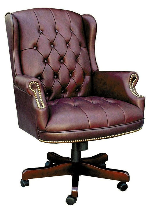 Chairman Antique Style Bonded Leather Faced Executive Office Chair Burgundy - B800BU