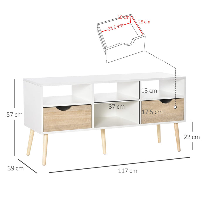 HOMCOM TV Stand White, Oak 390 x 570 mm