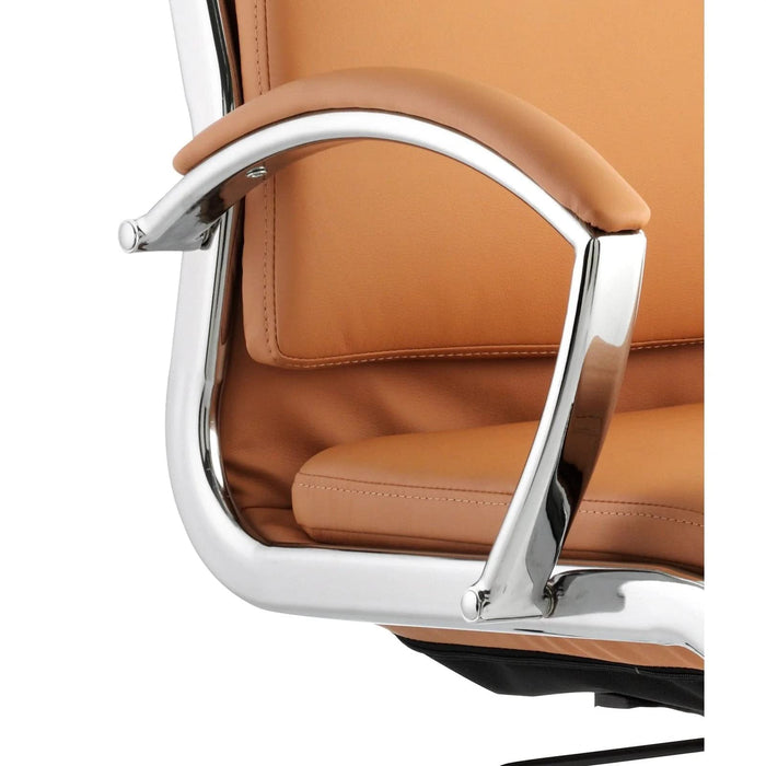 dynamic Synchro Tilt Executive Chair with Armrest and Adjustable Seat Classic Bonded Leather Medium Back White