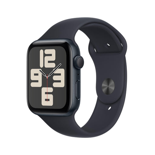 Apple Watch SE (GPS) - 2nd generation - 44 mm - midnight aluminium - smart watch with sport band - fluoroelastomer - midnight - band size: S/M - 32 GB - Wi-Fi 4, Bluetooth - 32.9 g