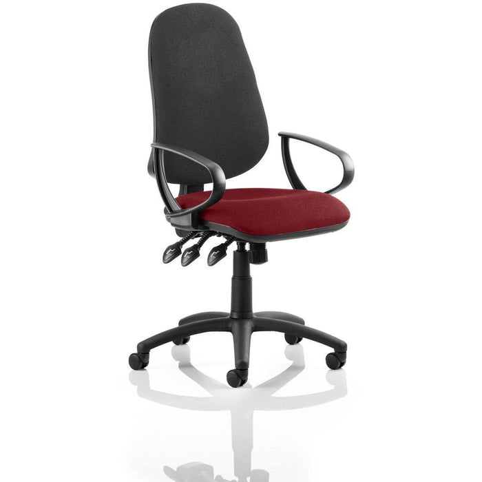 Dynamic Independent Seat & Back Task Operator Chair Loop Arms Eclipse Plus XL Black Back, Tabasco red Seat Without Headrest High Back