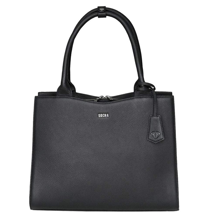 SOCHA Laptop Bag Diamond 14 Inch Leather Black 39 x 12 x 29 cm