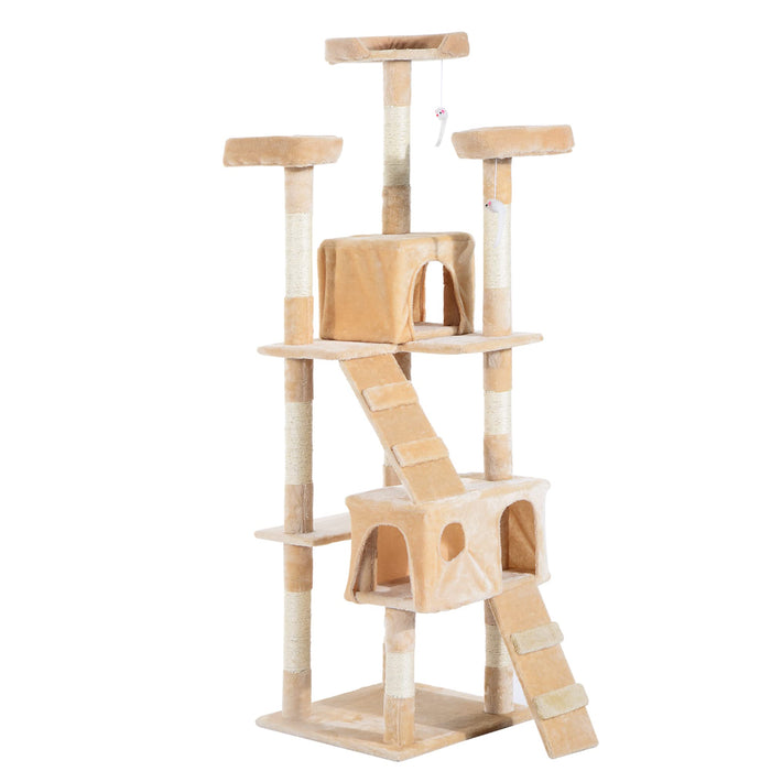 PawHut Cat Tree Cream 500 mm x 500 mm x 1700 mm