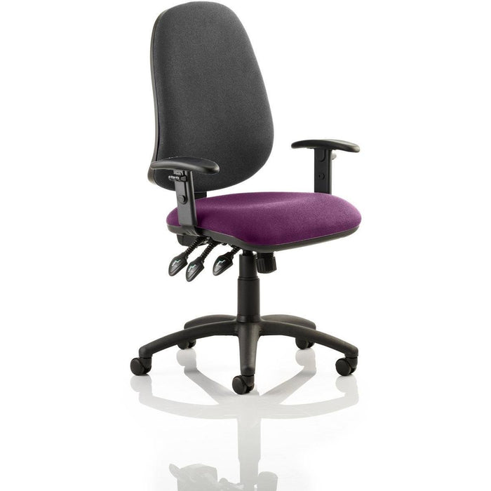 Dynamic Independent Seat & Back Task Operator Chair Height Adjustable Arms Eclipse Plus XL Black Back, Senna Yellow Seat Without Headrest High Back