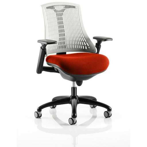 Dynamic Synchro Tilt Task Operator Chair Height Adjustable Arms Flex White Back, Tabasco Red Seat, Black Frame Optional Headrest Medium Back