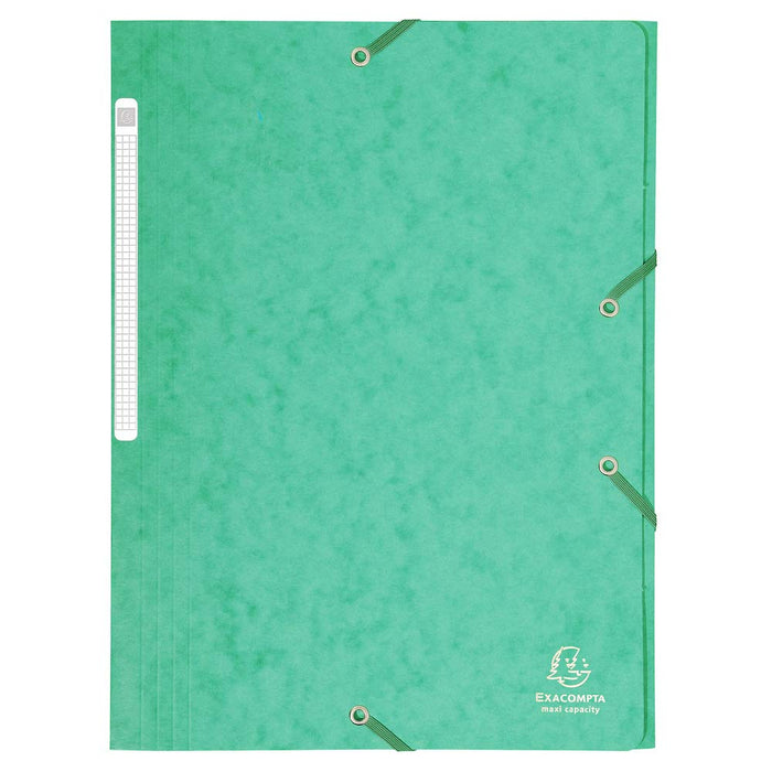 Exacompta 3 Flap Folder 17103H A4 Green 425gsm Pressboard 24x32cm Pack of 25