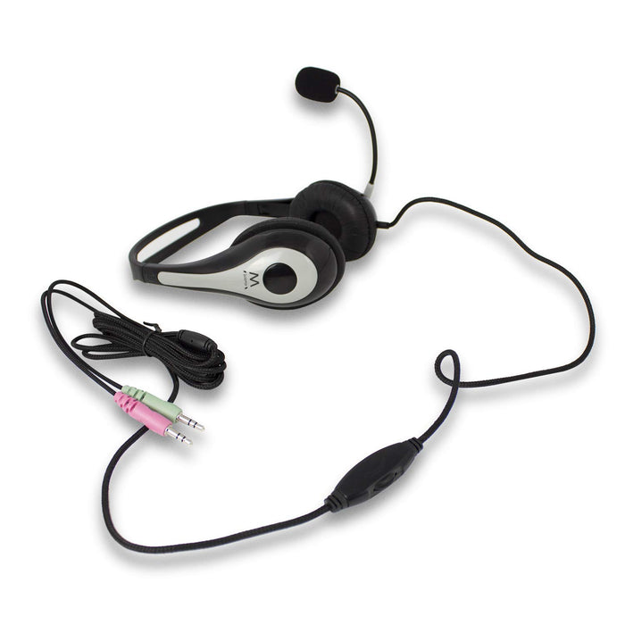 ewent EW3562 Wired Stereo Headset Over the Head With Microphone Black/Silver