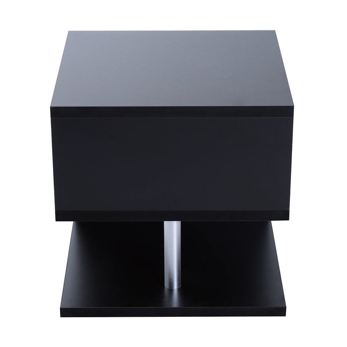 Homcom Coffee Table 2 Tier with Shelves Black 500 x 500 x 500 mm