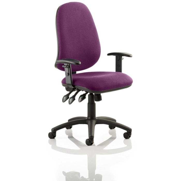 Dynamic Permanent Contact Backrest Task Operator Chair Bergamot Cherry Fabric Height Adjustable Arms Eclipse Plus XL Without Headrest High Back