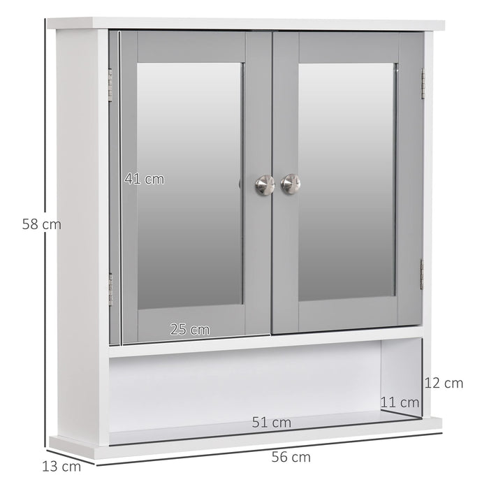 Kleankin Mirror Cabinet with Double Doors Grey