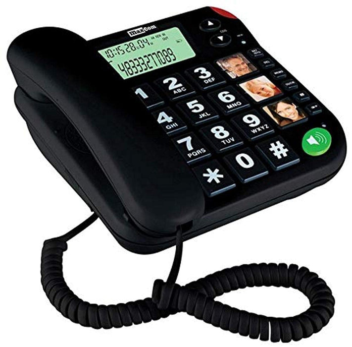 Maxcom Corded Telephone with LCD Display and Direct Photo Memory Buttons KXT480BB Black