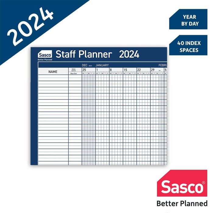 SASCO Staff Annual Planner Unmounted 2024 Landscape Blue English 91.5 x 61 cm