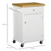 HOMCOM Kitchen Island, MDF, Stainless Steel Top-White/Bamboo colour