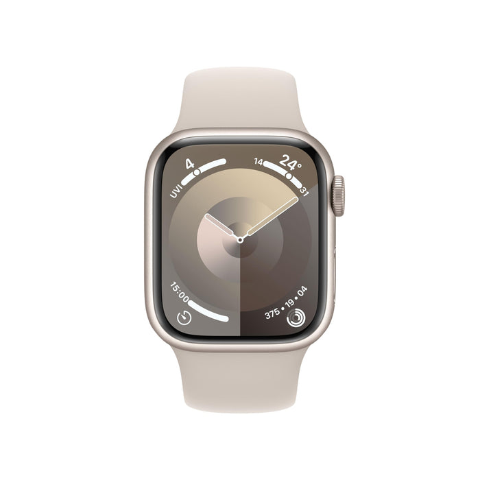 Apple Watch Series 9 (GPS + Cellular) - 45 mm - starlight aluminium - smart watch with sport loop - soft double-layer nylon - starlight - 64 GB - Wi-Fi, LTE, UWB, Bluetooth - 4G - 39 g