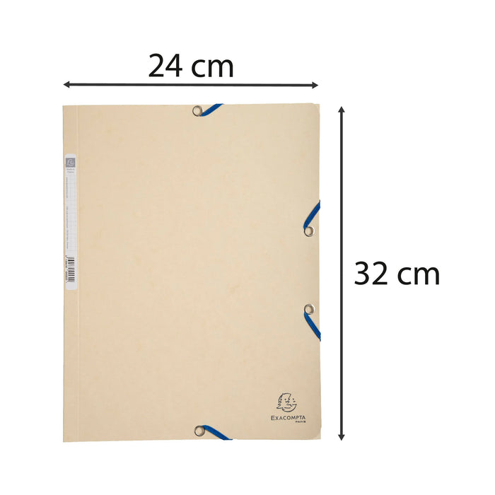 Exacompta 3 Flap Folder 55532E A4 Ivory Mottled Pressboard 24 x 32 cm Pack of 25